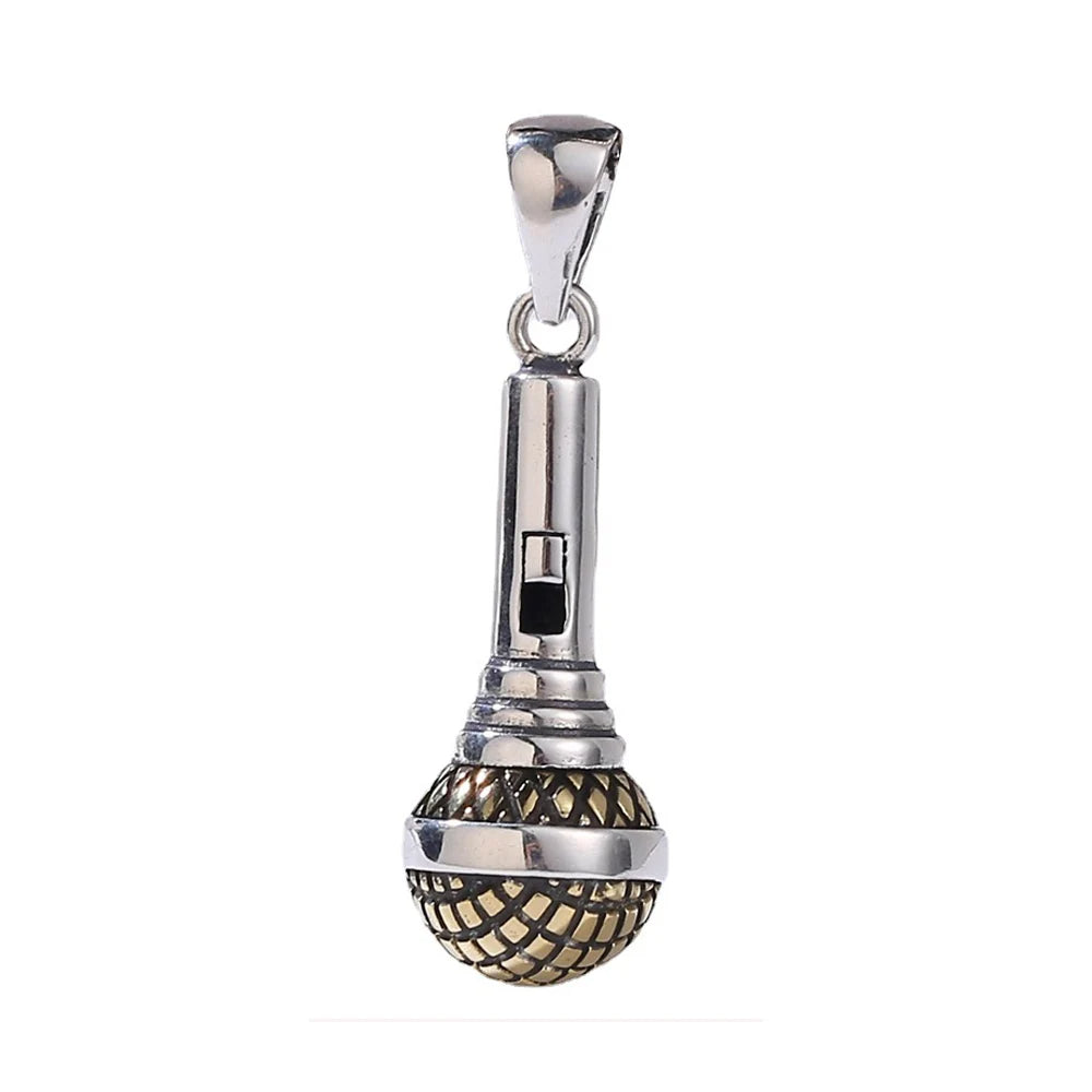 Fashion S925 Sterling Silver Microphone Pendant