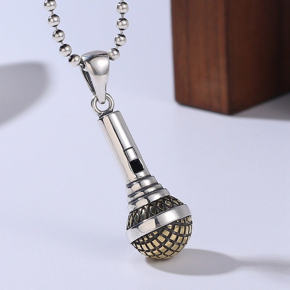 Fashion S925 Sterling Silver Microphone Pendant