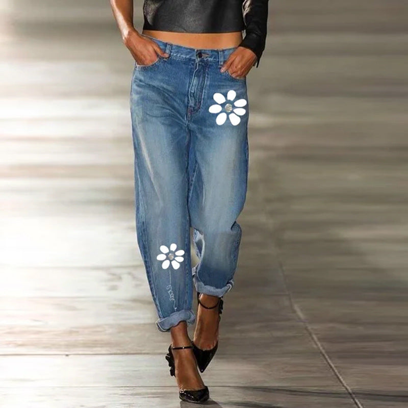 Fashion Straight Print Jeans
