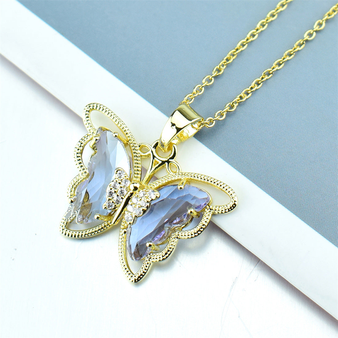 Fashion Butterfly Crystal Zircon Necklace