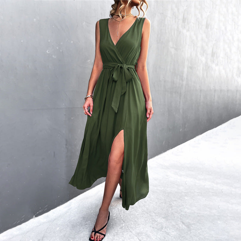 Fashion Lace-Up Split Dress