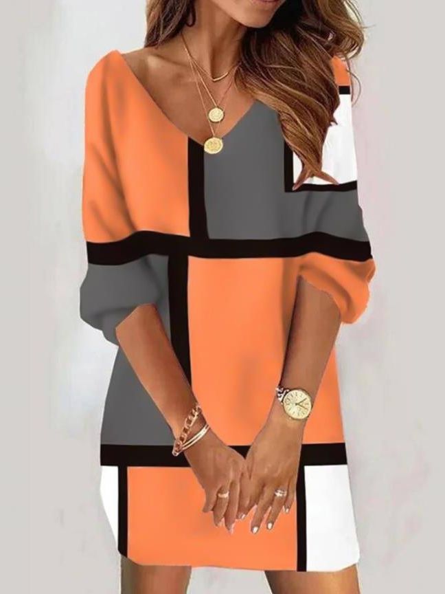 Fashion Casual V-Neck Printed Dress