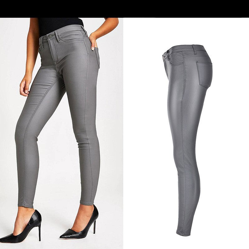Fashion Body Leather Denim Pants