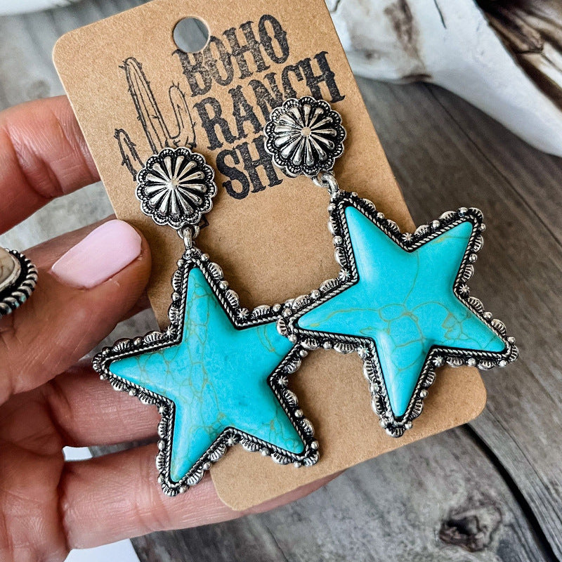 Fashion Pentagram Creative Turquoise Earrings