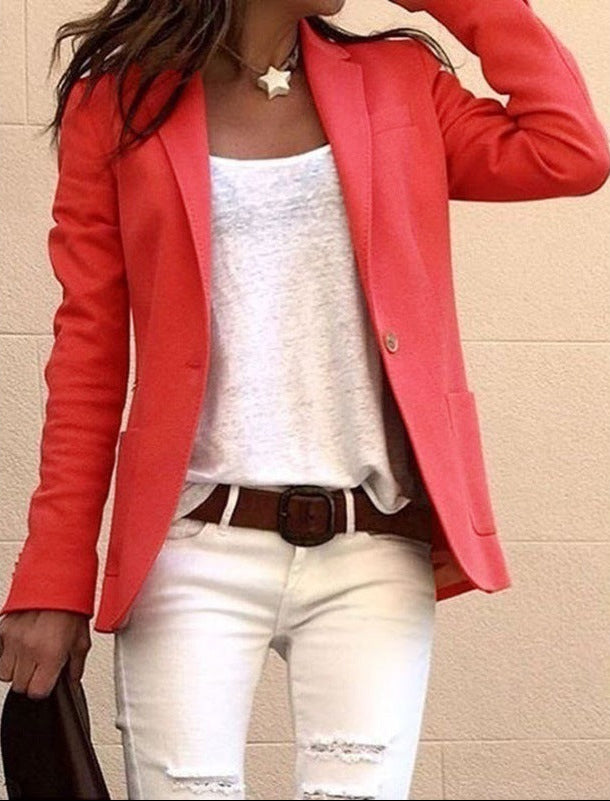 Fashion Langarm Candy Farben Dunne Buro Blazer