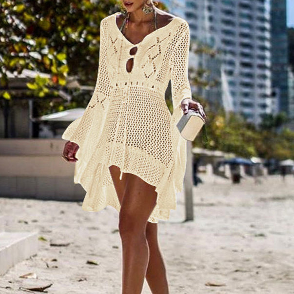 Fashion Hollow Lace-Up Beach Cover Up