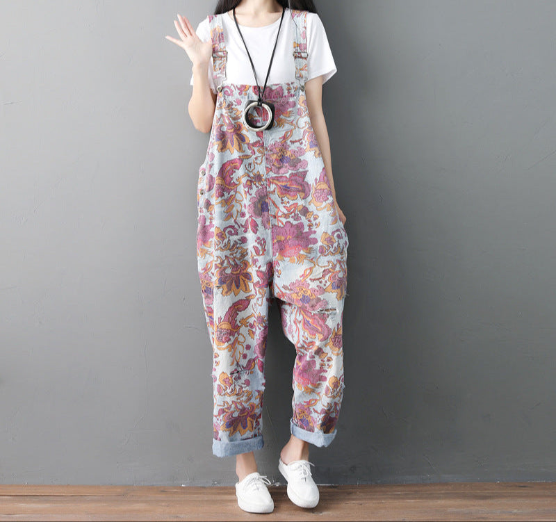 Fashion Ethnic Old Jeans Washed Holes Jumpsuits