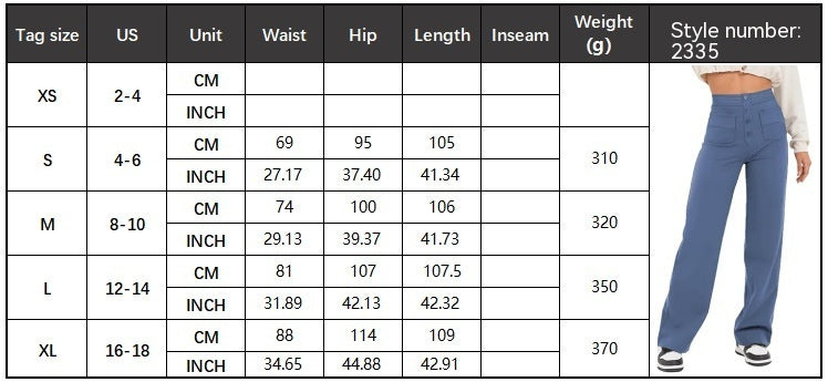 Fashion High Waist Pocket Wide Leg Baggy Pants