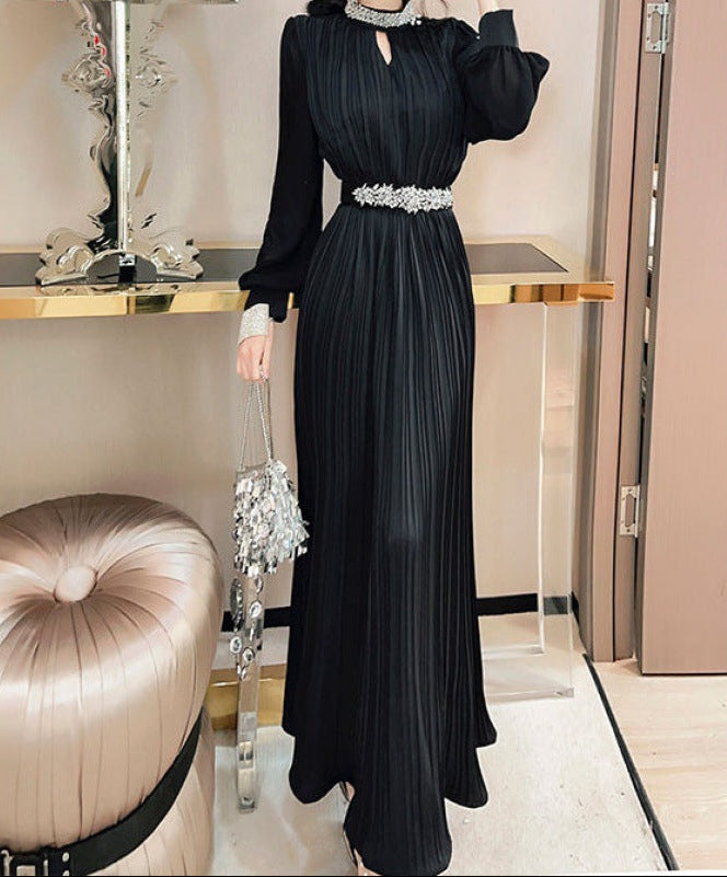 Fashion Chiffon Beads Bottoming Maxi Dress