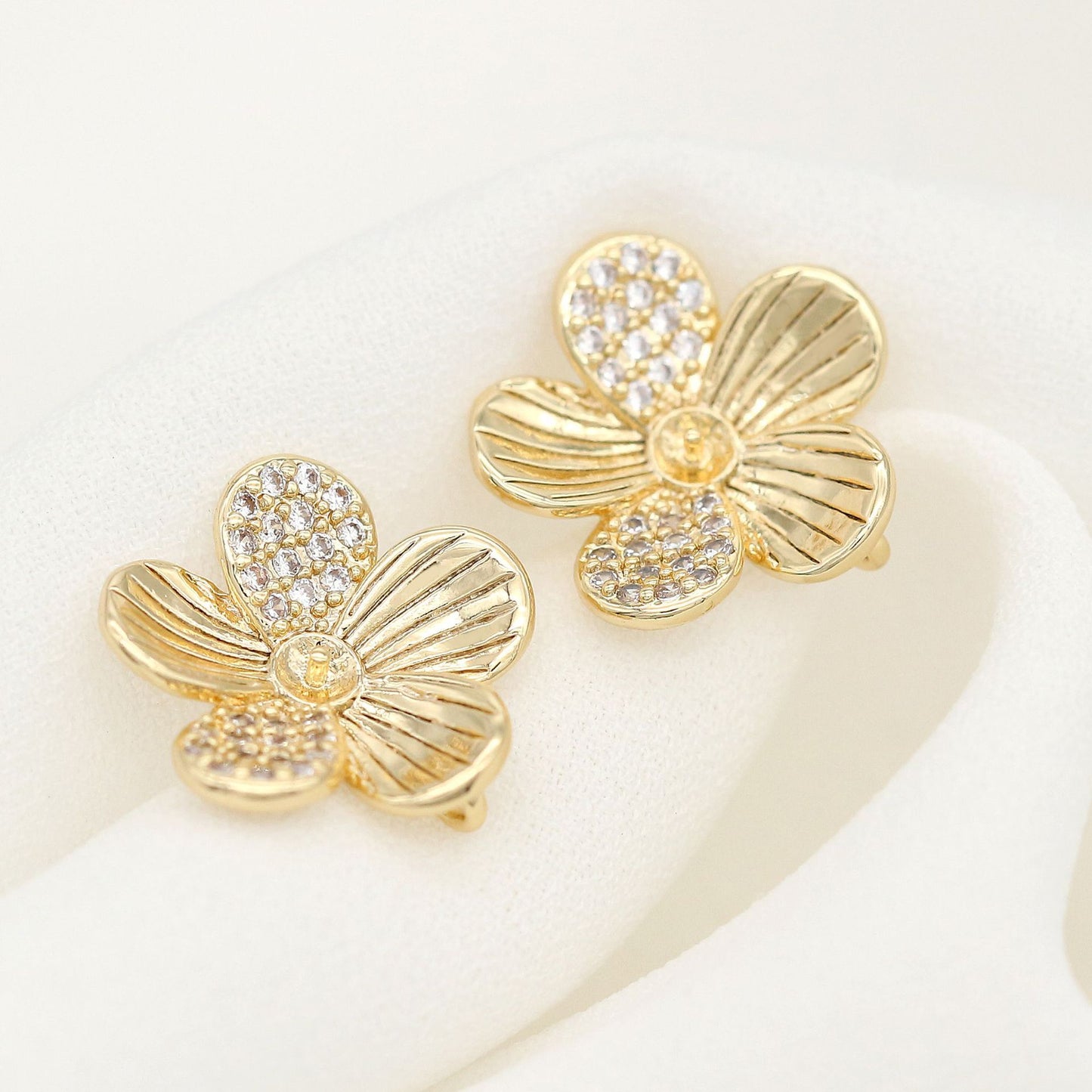 FDG Zircon Plated 14K Gold Earrings