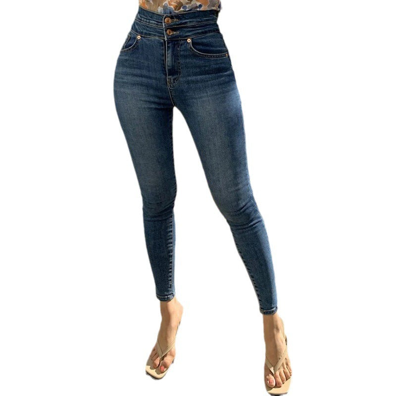Fashion High Waist Skinny Feet Jeans