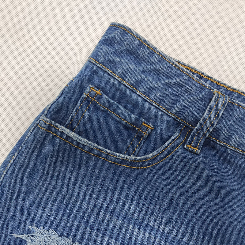 Fashion Printed Denim Shorts