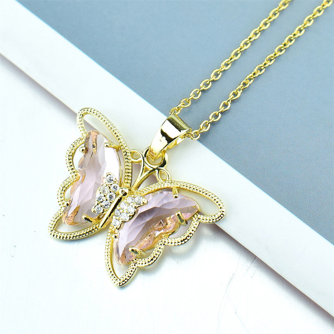 Fashion Butterfly Crystal Zircon Necklace