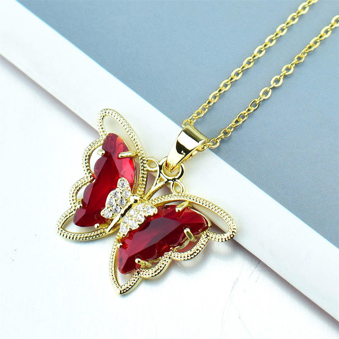 Fashion Butterfly Crystal Zircon Necklace
