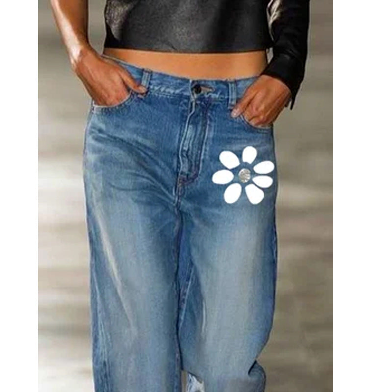Fashion Straight Print Jeans