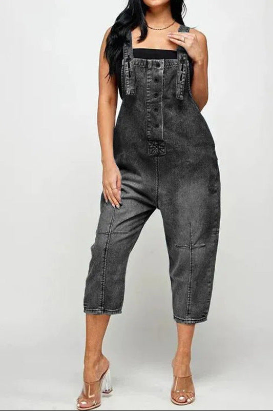 Fashion Casual Siamese Suspender Jeans