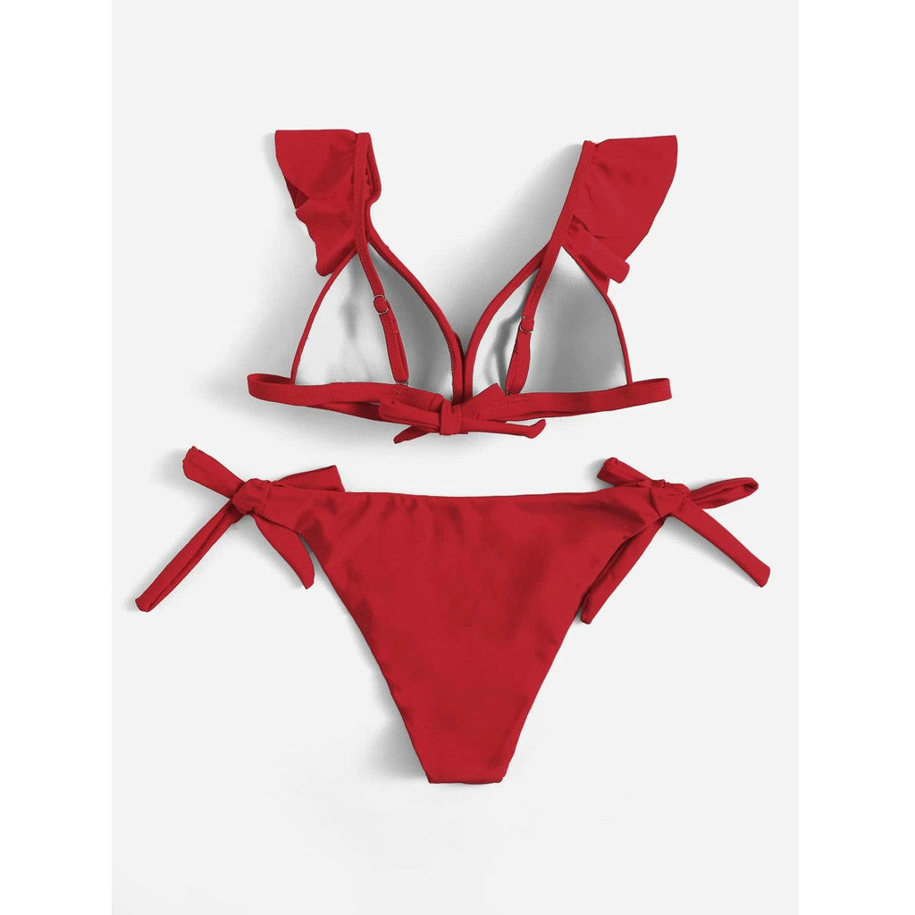 Fashion Knotted Split Ruffle Bikini