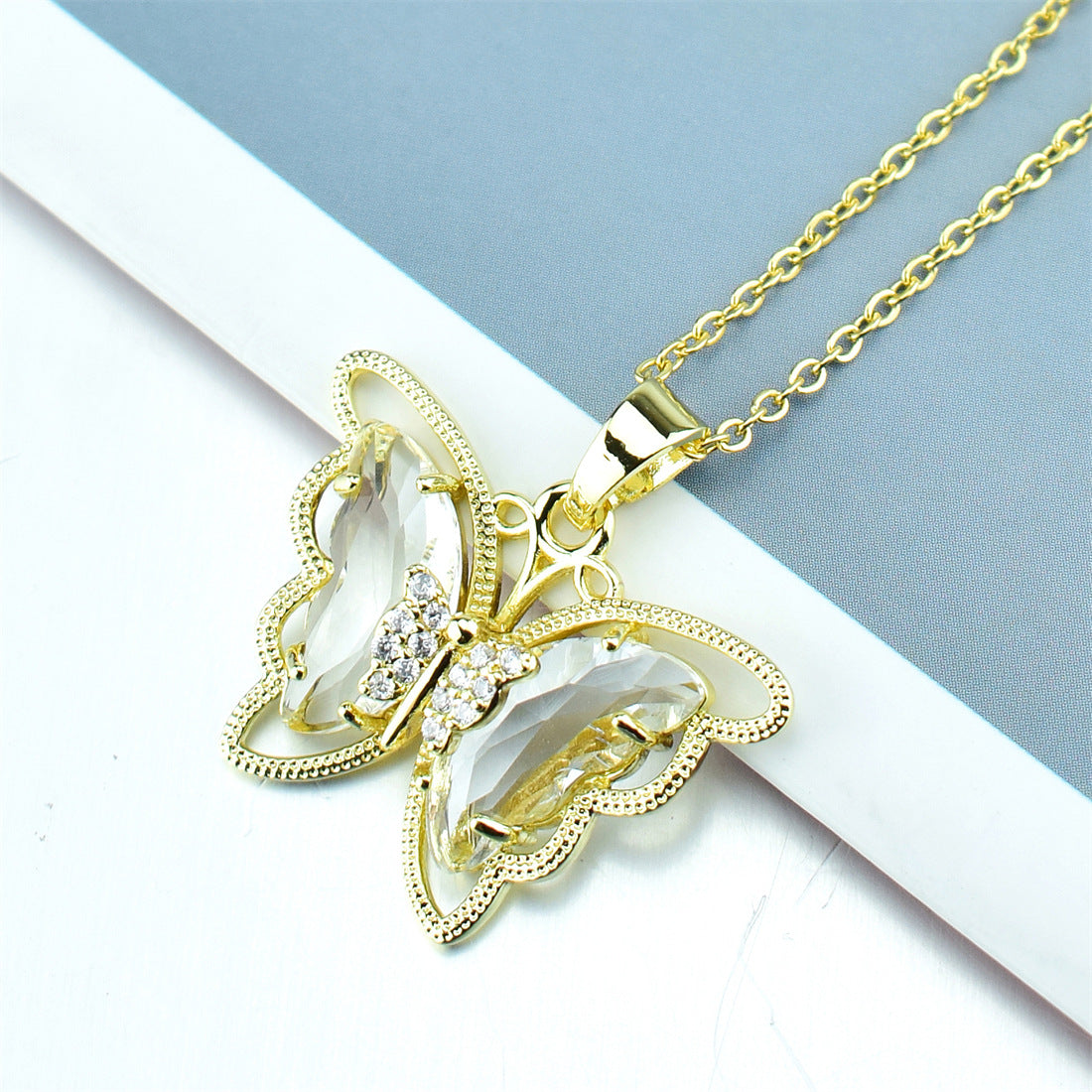 Fashion Butterfly Crystal Zircon Necklace