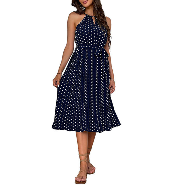 Fashion Polka Dot Halter Dress
