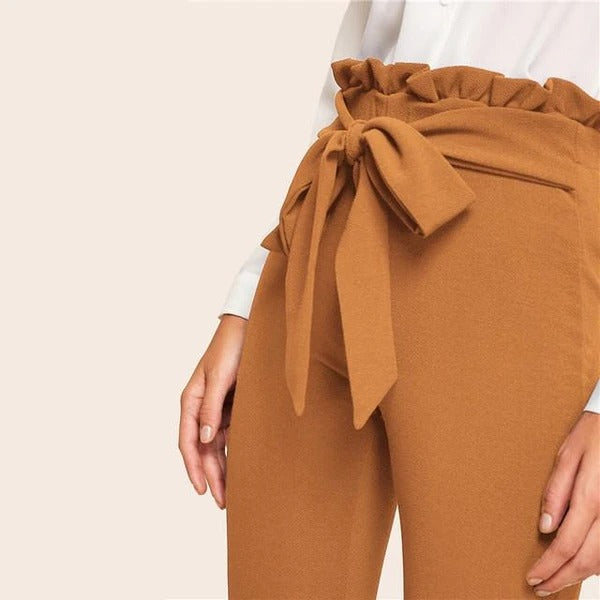 Fashion Paper Bag Belt Tights Pants
