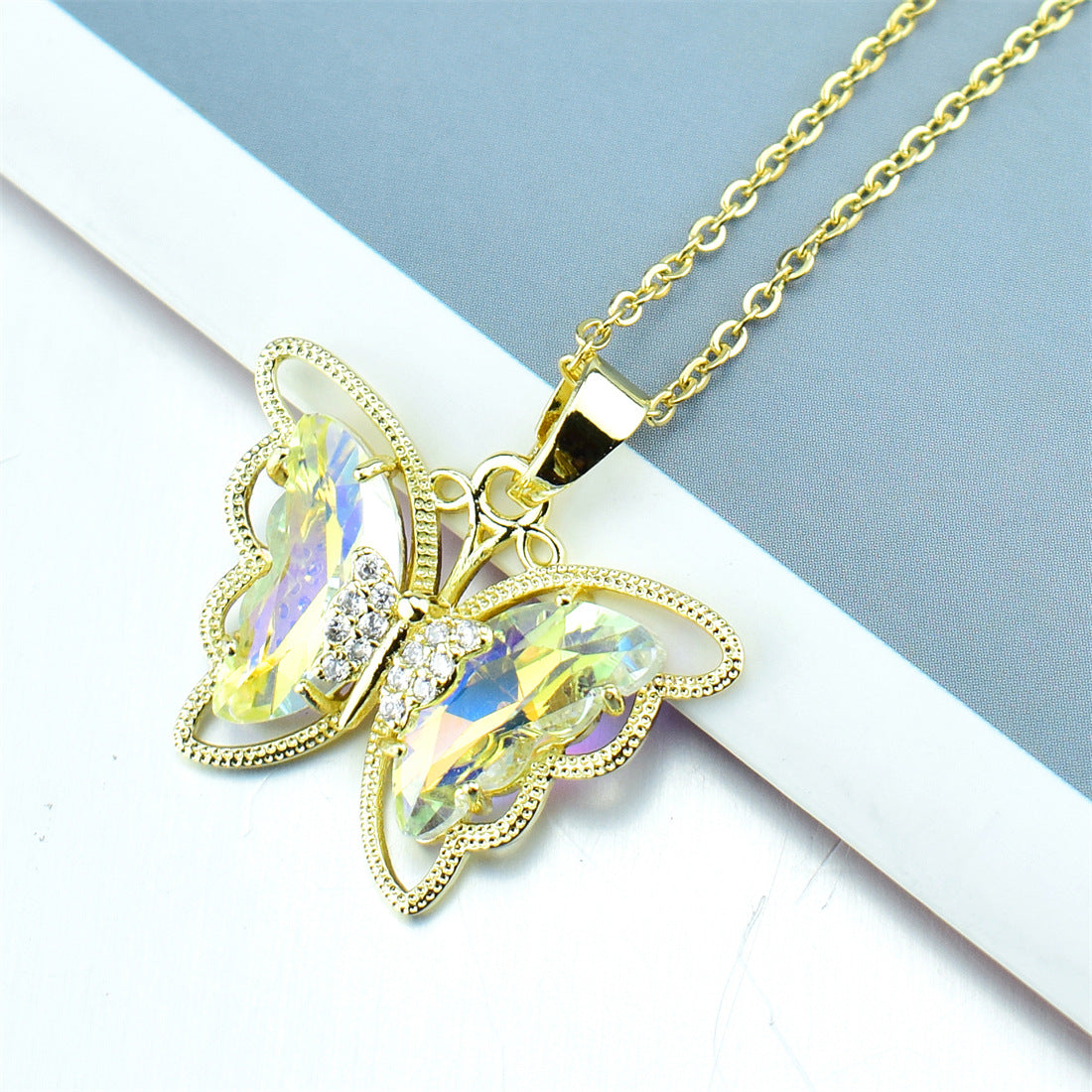 Fashion Butterfly Crystal Zircon Necklace