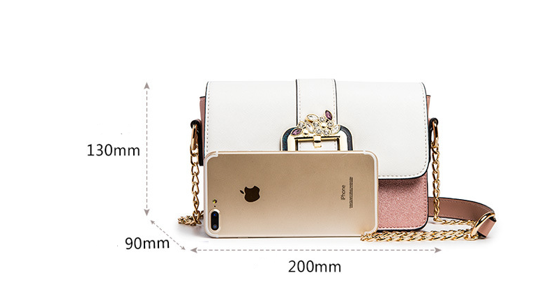 Fashion Chain Square Bag Diamond Lock