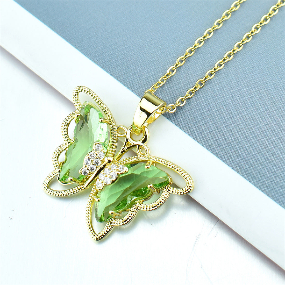 Fashion Butterfly Crystal Zircon Necklace