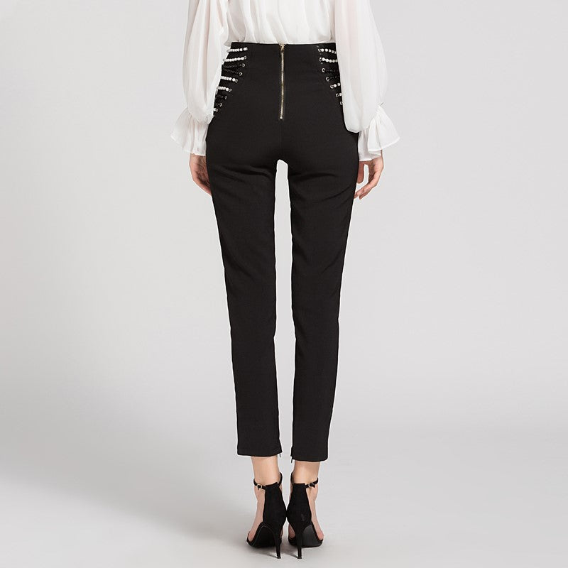 Fashion Mid Waist Slim Pants