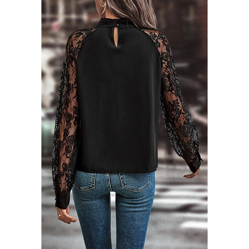 Fashion Lace Stitching Long-Sleeved Shirt