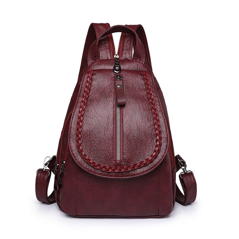 Fashion Large Capacity Soft Leather Backpack