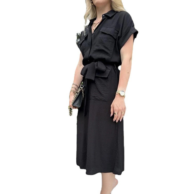 Fashion Belt Shirt Dress