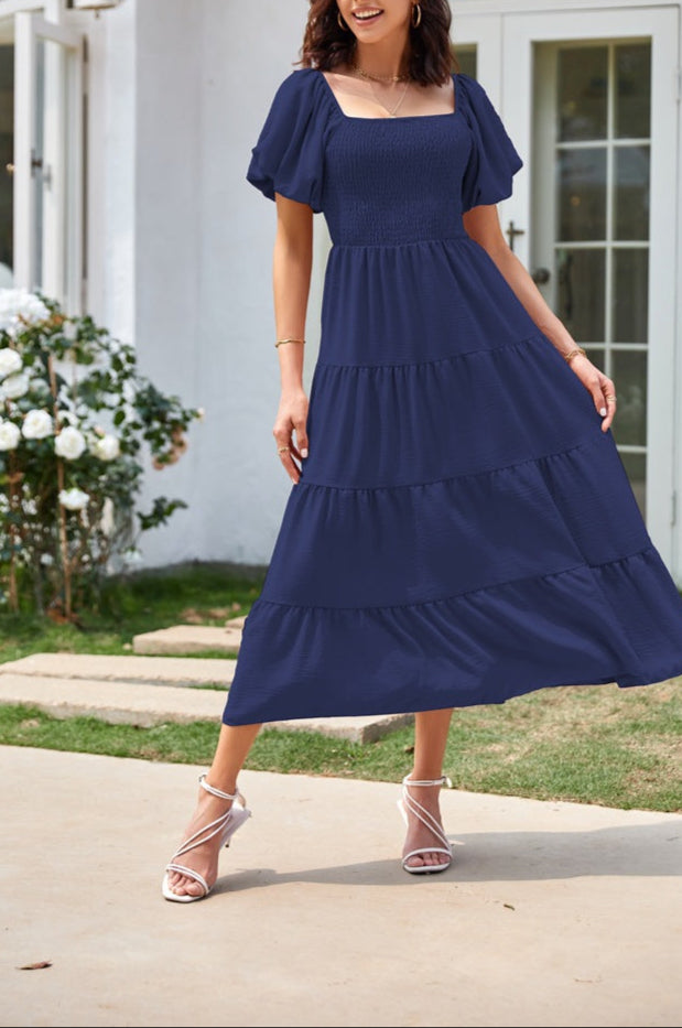 FDG Square Collar Puff Sleeve Dress