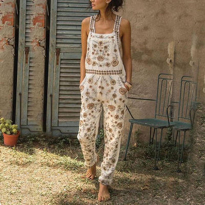 Fashion Floral Pants Jumpsuit