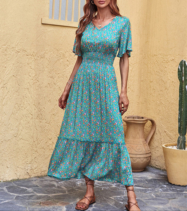 Fashion V-Neck Lace Printing Dress