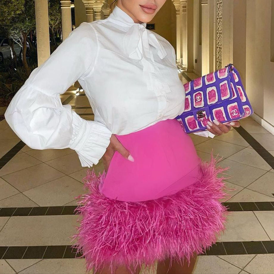 Fashion Feather Wrapped Hip Skirt