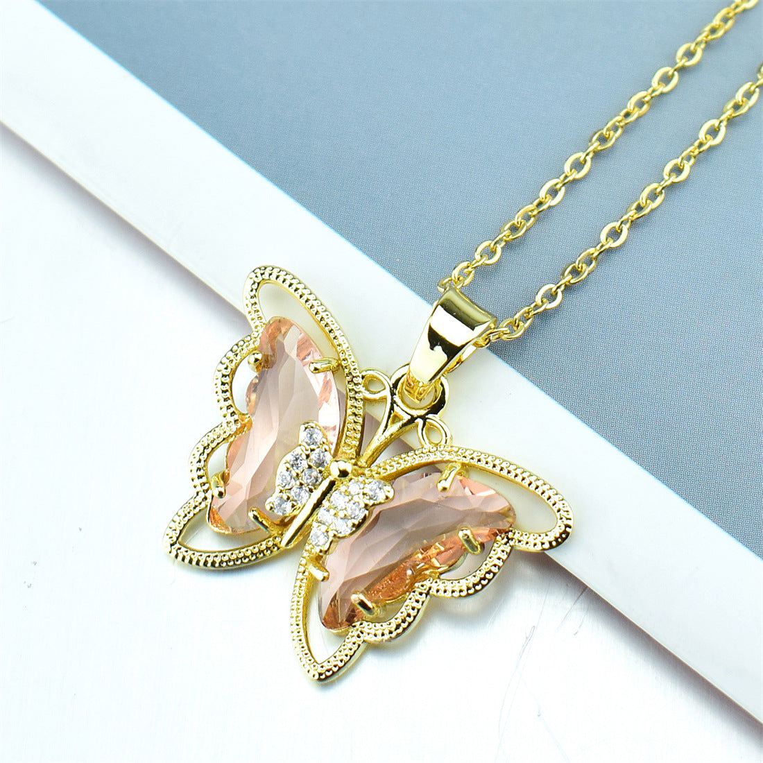 Fashion Butterfly Crystal Zircon Necklace