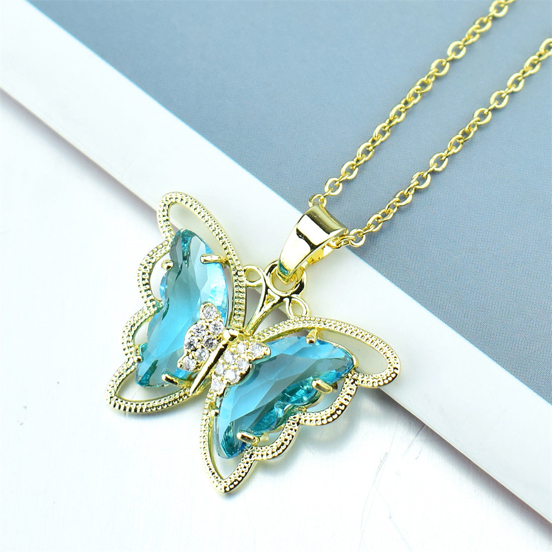 Fashion Butterfly Crystal Zircon Necklace