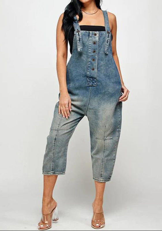 Fashion Casual Siamese Suspender Jeans