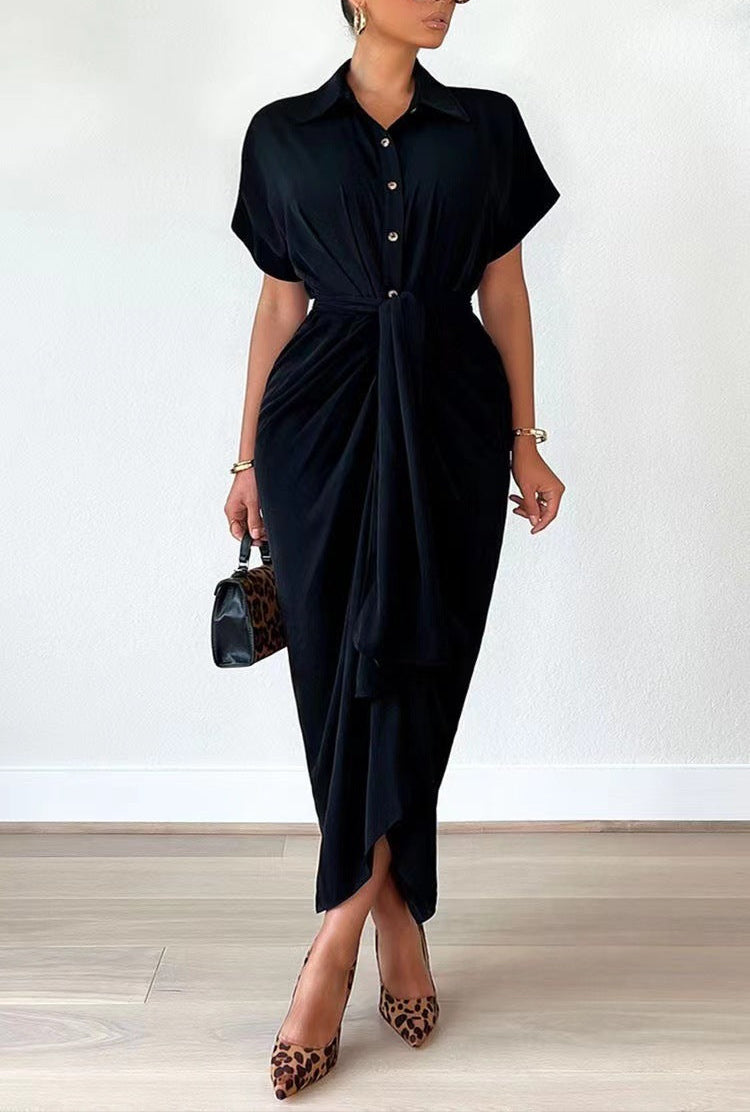 Fashion Polo Collar Shirt Dress