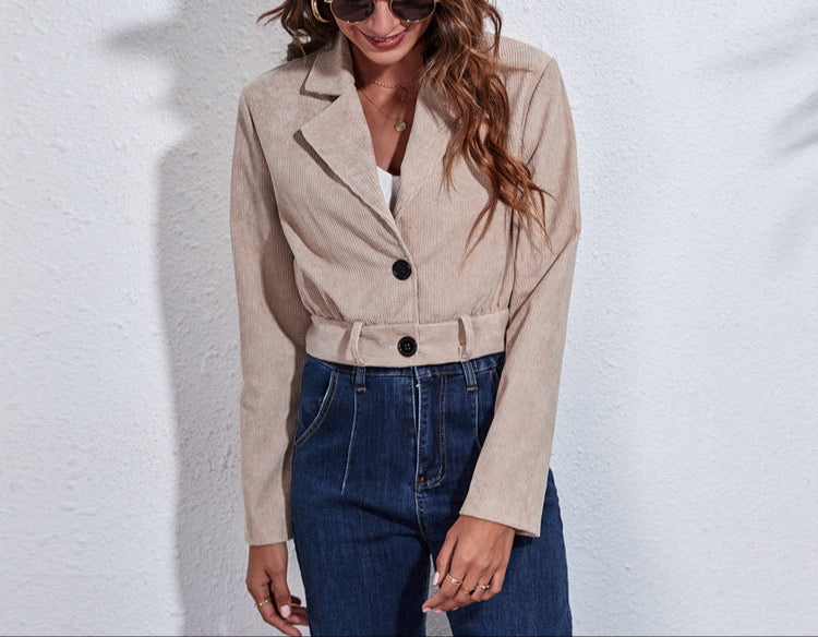 Fashion Suit Collar Corduroy Jacket