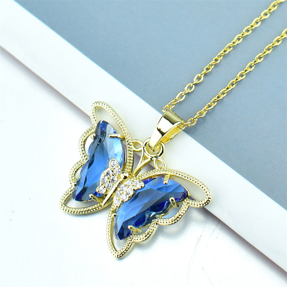 Fashion Butterfly Crystal Zircon Necklace
