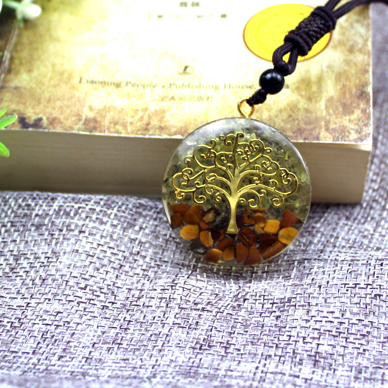 Fashion Crystal Gravel Pendant Resin Epoxy Lucky Tree Chain