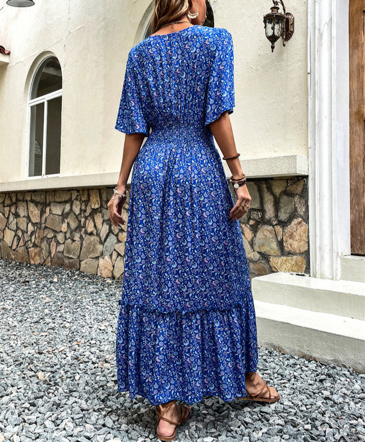 Fashion V-Neck Lace Printing Dress