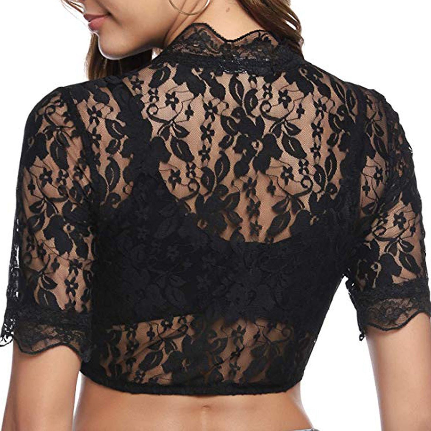 Fashion Base Lace Stitching Small Crop Top