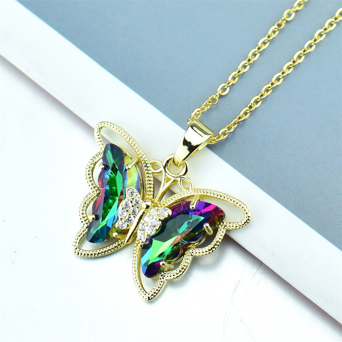 Fashion Butterfly Crystal Zircon Necklace
