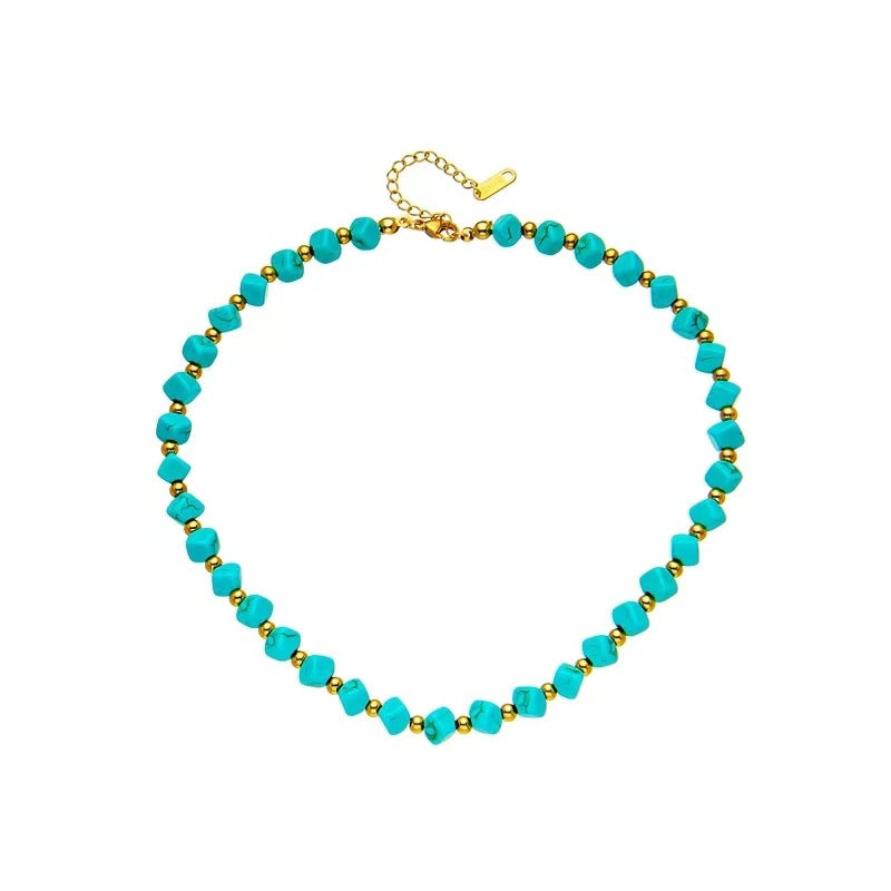 Fashion Turquoise French Retro Beaded Necklace