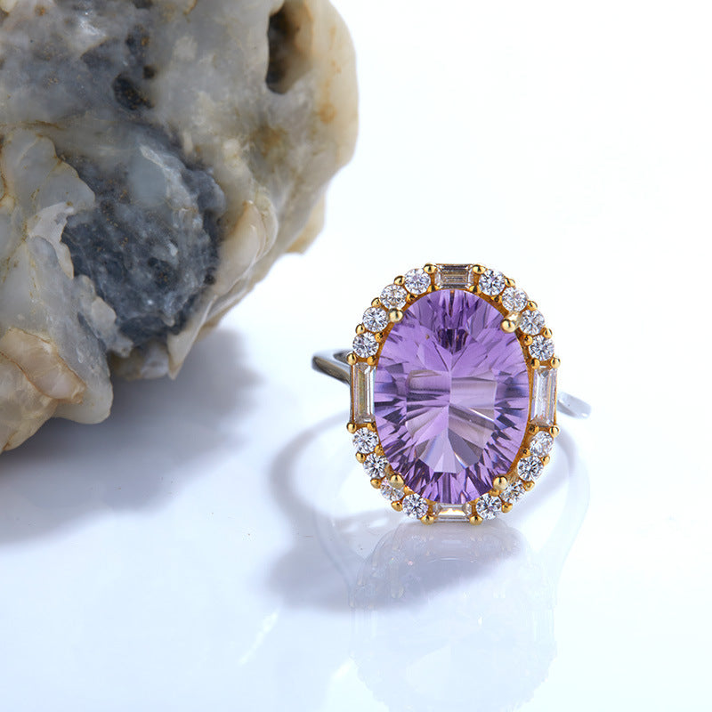Fashion Temperament Natural Amethyst Ring