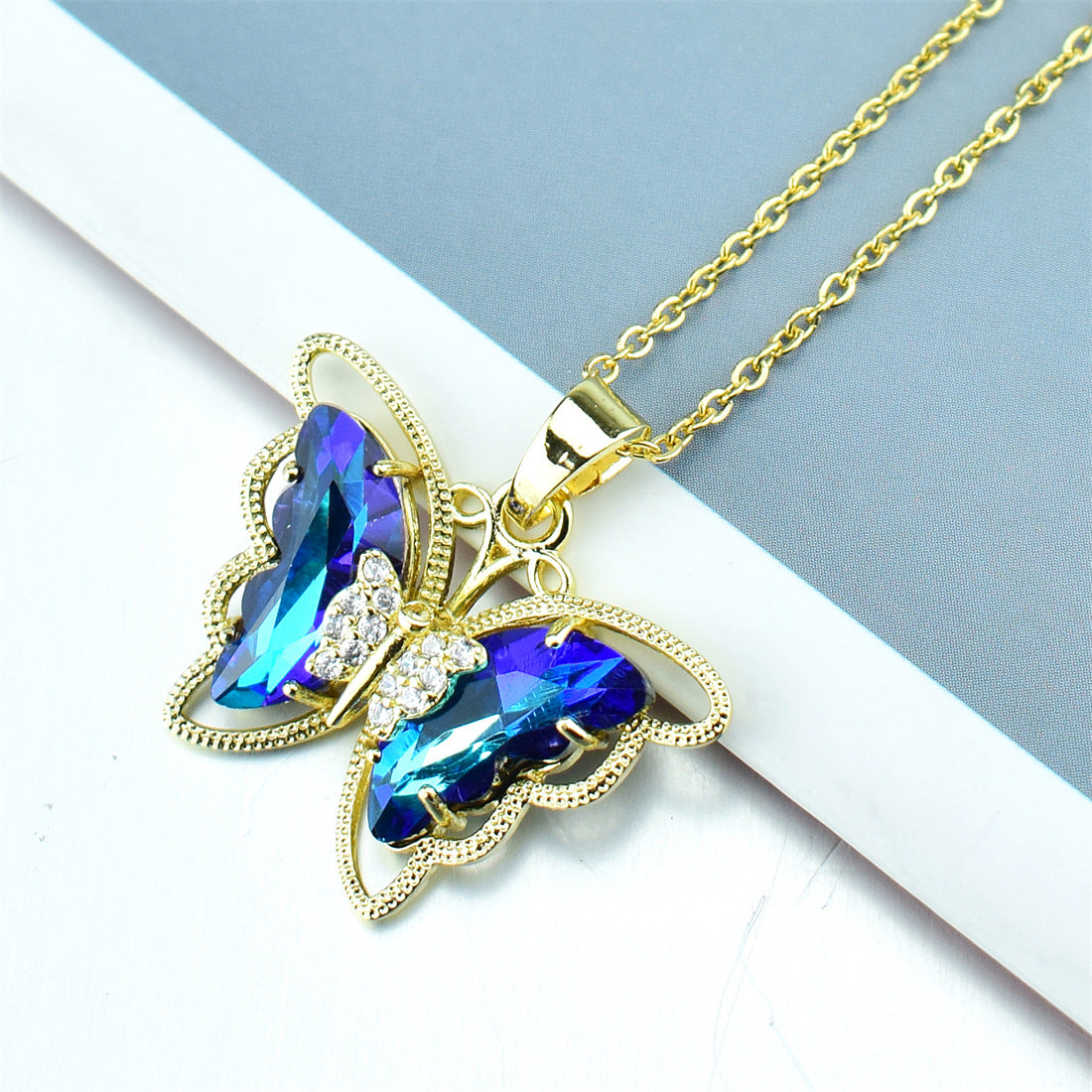 Fashion Butterfly Crystal Zircon Necklace
