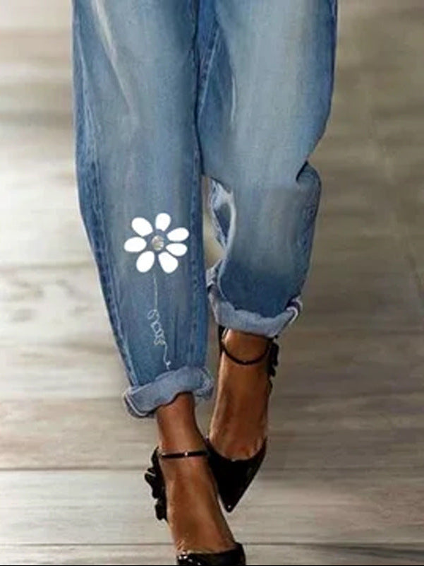Fashion Straight Print Jeans
