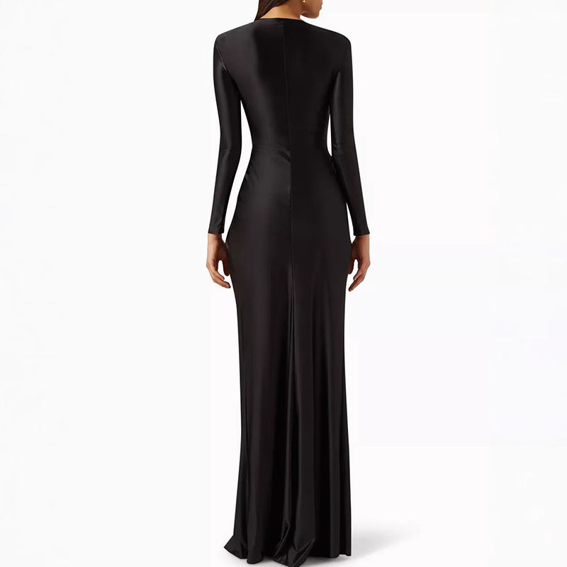Fashion Vest Long Sleeve Deep V-neck Dress
